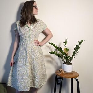 Vintage Floral 60s Midi Dress Size 4